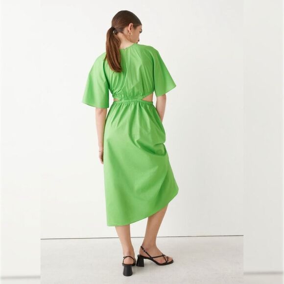 New & Other Stories Green Cut-Out‎ Midi Dress Size 8 - Picture 4 of 9